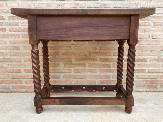 Early 20th Century Spanish Catalan Carved Walnut Console Table With One Drawer-NOU-1250444