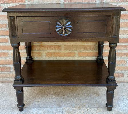 Early 20th Century Spanish Walnut Work Side Table with Large Single Drawer-NOU-1220657