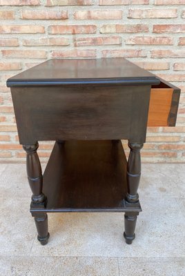 Early 20th Century Spanish Walnut Work Side Table with Large Single Drawer-NOU-1220657