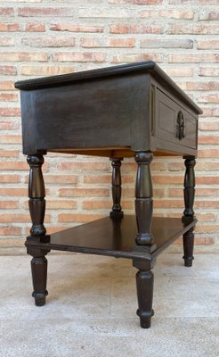 Early 20th Century Spanish Walnut Work Side Table with Large Single Drawer-NOU-1220657