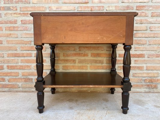 Early 20th Century Spanish Walnut Work Side Table with Large Single Drawer-NOU-1220657