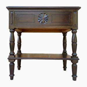 Early 20th Century Spanish Walnut Work Side Table with Large Single Drawer-NOU-1220657