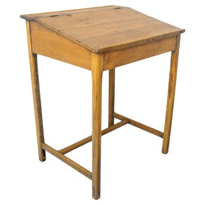 Early 20th Century Student Pine Writing Table with Slant Top, France, 1890s-RIU-1741879