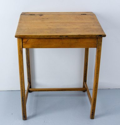 Early 20th Century Student Pine Writing Table with Slant Top, France, 1890s-RIU-1741879