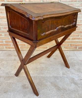 Early 20th Century Walnut & Leather Secretary Desk-NOU-1186552