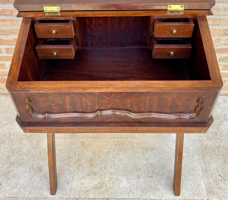 Early 20th Century Walnut & Leather Secretary Desk-NOU-1186552