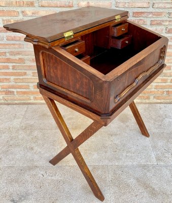 Early 20th Century Walnut & Leather Secretary Desk-NOU-1186552