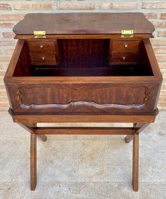 Early 20th Century Walnut & Leather Secretary Desk-NOU-1186552