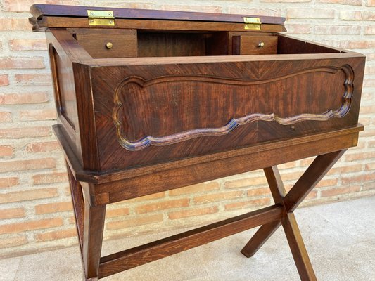 Early 20th Century Walnut & Leather Secretary Desk-NOU-1186552