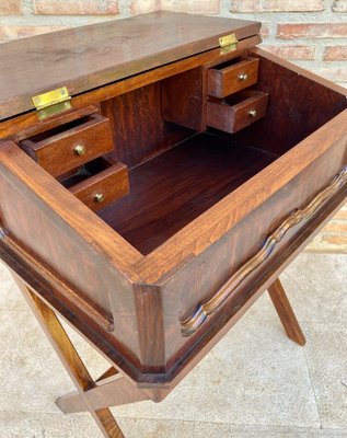 Early 20th Century Walnut & Leather Secretary Desk-NOU-1186552