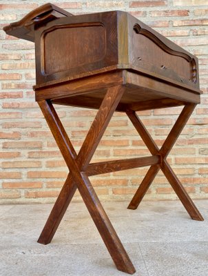 Early 20th Century Walnut & Leather Secretary Desk-NOU-1186552