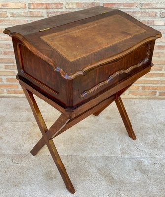 Early 20th Century Walnut & Leather Secretary Desk-NOU-1186552