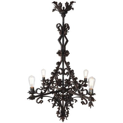 Early 20th Century Wrought Iron Church Chandelier, 1890s-TDA-1376414