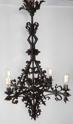 Early 20th Century Wrought Iron Church Chandelier, 1890s-TDA-1376414