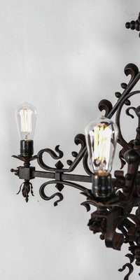 Early 20th Century Wrought Iron Church Chandelier, 1890s-TDA-1376414