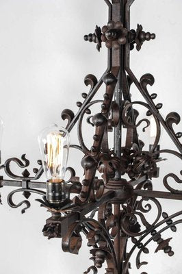 Early 20th Century Wrought Iron Church Chandelier, 1890s-TDA-1376414