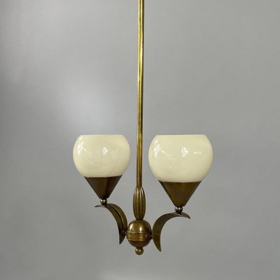 Early Art Deco Pendant in Bronze & Opaline Glass attributed to Dagobert Peche, 1920s-OE-2039450