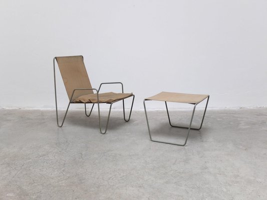 Early Bachelor Chair with Ottoman by Verner Panton for Fritz Hansen, 1950s, Set of 2-MHV-1807512