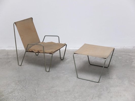 Early Bachelor Chair with Ottoman by Verner Panton for Fritz Hansen, 1950s, Set of 2-MHV-1807512