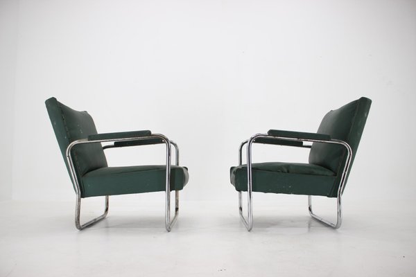 Early Bauhaus Chrome Kf-406 Armchairs by Walter Knoll for Thonet, 1930s, Set of 2-TZ-970540