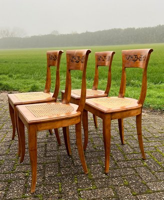 Early Biedermeier Dining Chairs in Fruit Wood, Germany, 1850s, Set of 4-WZZ-1760056