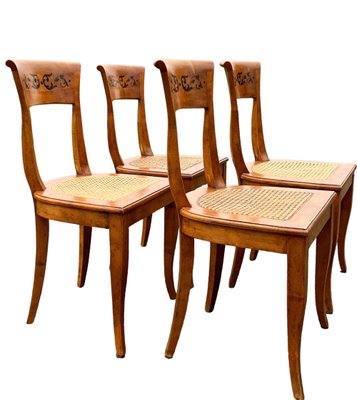 Early Biedermeier Dining Chairs in Fruit Wood, Germany, 1850s, Set of 4-WZZ-1760056