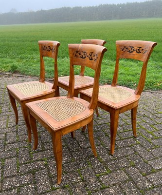 Early Biedermeier Dining Chairs in Fruit Wood, Germany, 1850s, Set of 4-WZZ-1760056