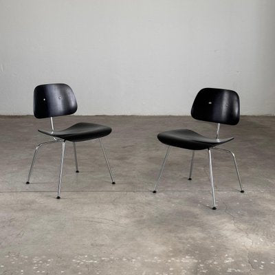 Early Eames DCM Dining Chairs in Black attributed to Herman Miller, 1950s, Set of 2-KHT-2039644