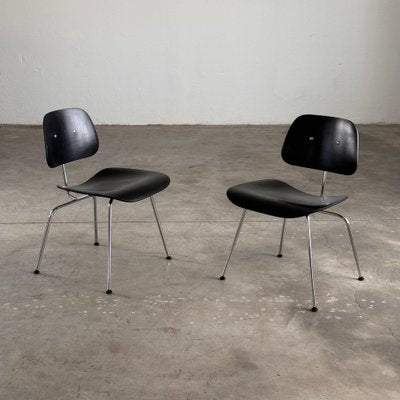 Early Eames DCM Dining Chairs in Black attributed to Herman Miller, 1950s, Set of 2-KHT-2039644