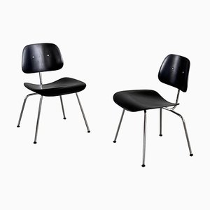 Early Eames DCM Dining Chairs in Black attributed to Herman Miller, 1950s, Set of 2-KHT-2039644