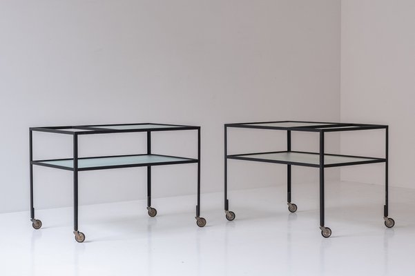 Early Edition Serving Trolley by Herbert Hirche for Christian Holzäpfel Kg, 1950s, Set of 2-VWQ-1794237