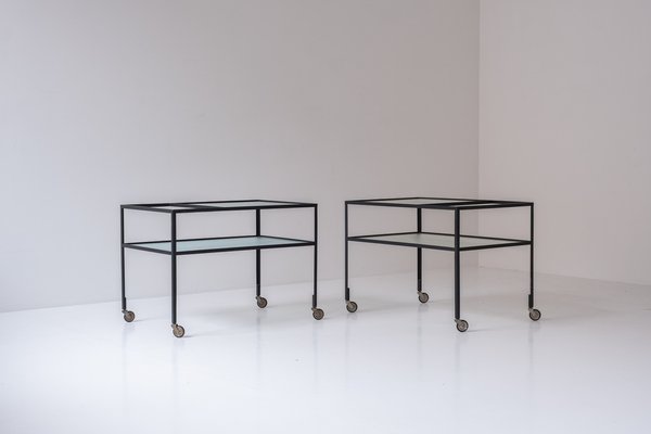 Early Edition Serving Trolley by Herbert Hirche for Christian Holzäpfel Kg, 1950s, Set of 2-VWQ-1794237