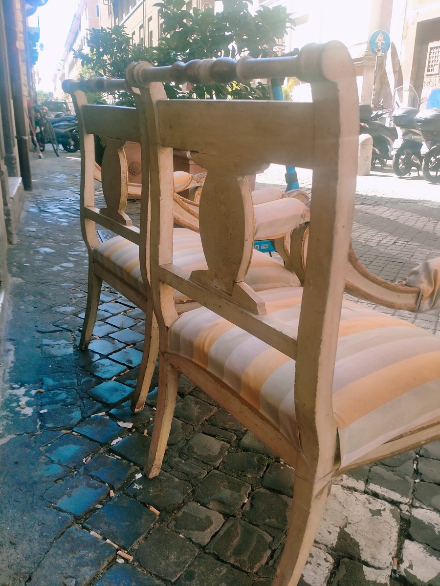 Early Empire Lacquer and Golden Armchairs, Set of 2