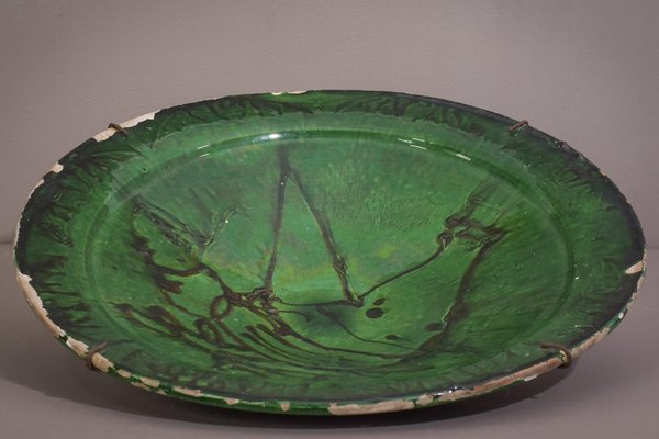 Early Green Folk Art Plate-AOI-1239887