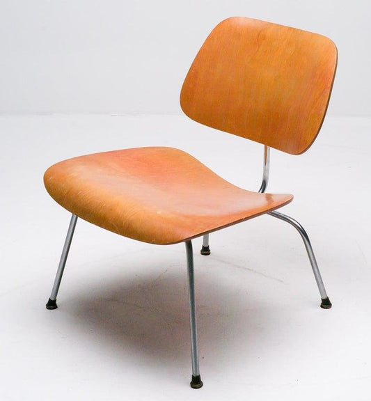 Early LCM Chair with Red Aniline Dye Finish by Eames