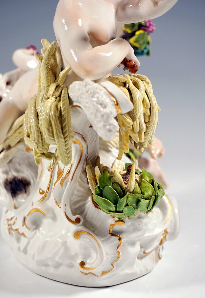 Early Meissen Allegory Summer & Autumn Cherub Group by J.J. Kaendler, 1750s