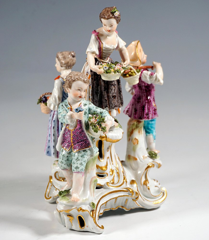 Early Meissen Round Group of Gardener Children by J.J. Kaendler, 1774