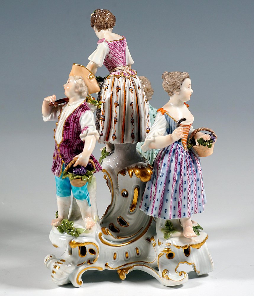 Early Meissen Round Group of Gardener Children by J.J. Kaendler, 1774