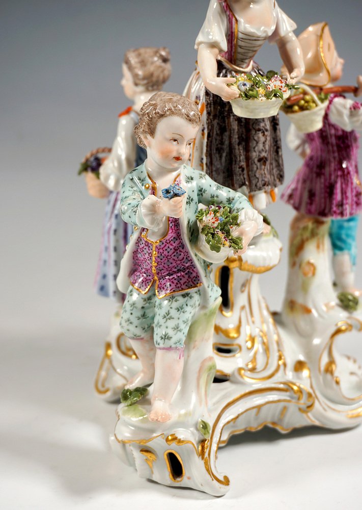 Early Meissen Round Group of Gardener Children by J.J. Kaendler, 1774