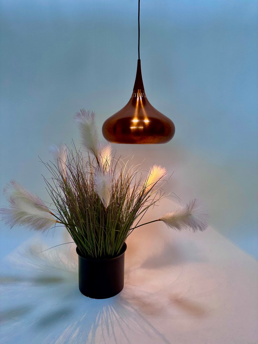 Early Model Orient / P2 Copper Hanging Lamp by Jo Hammerborg for Fog & Mørup, Denmark, 1963