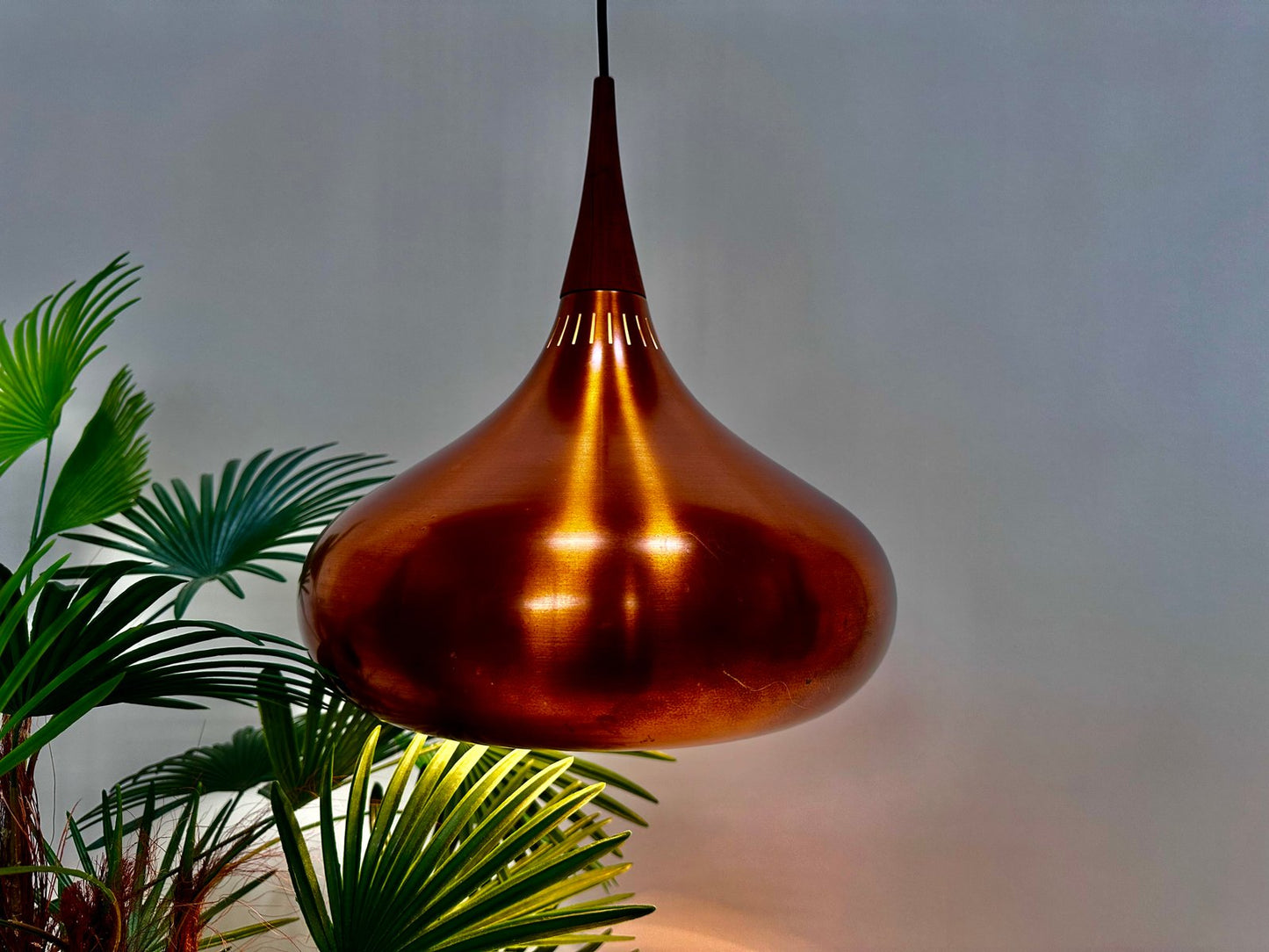 Early Model Orient / P2 Copper Hanging Lamp by Jo Hammerborg for Fog & Mørup, Denmark, 1963