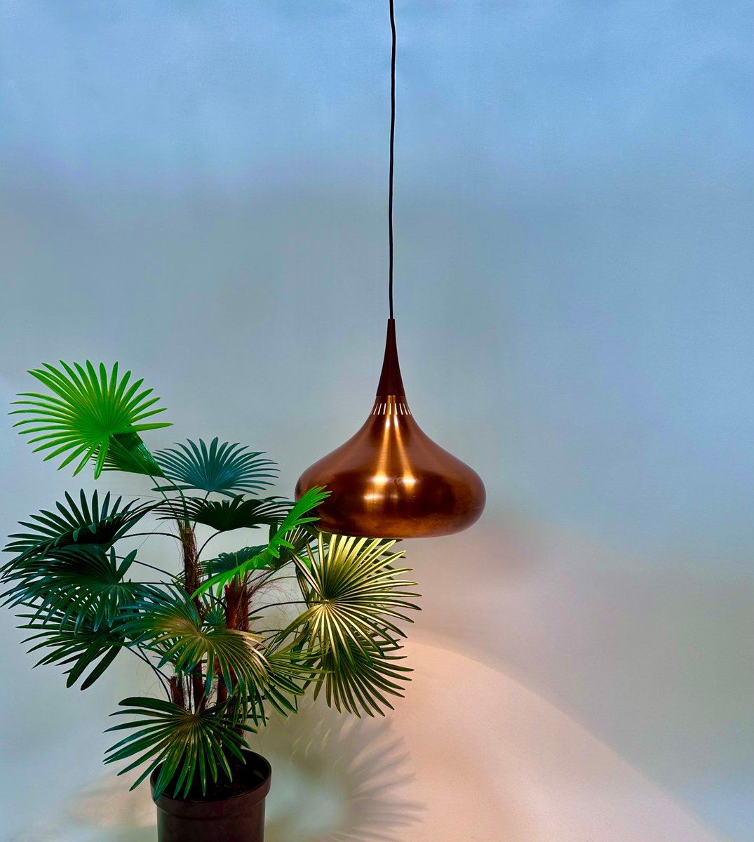 Early Model Orient / P2 Copper Hanging Lamp by Jo Hammerborg for Fog & Mørup, Denmark, 1963