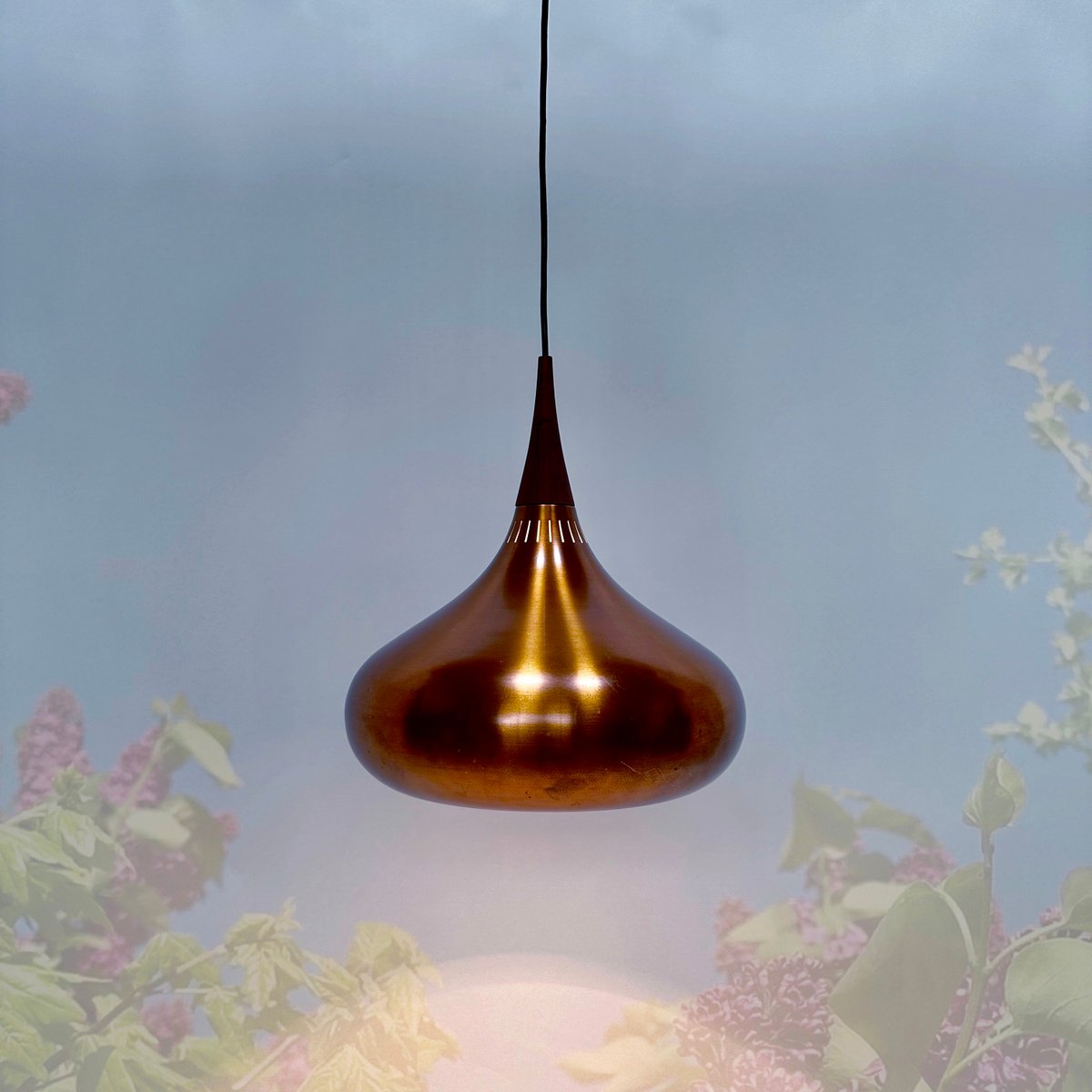 Early Model Orient / P2 Copper Hanging Lamp by Jo Hammerborg for Fog & Mørup, Denmark, 1963