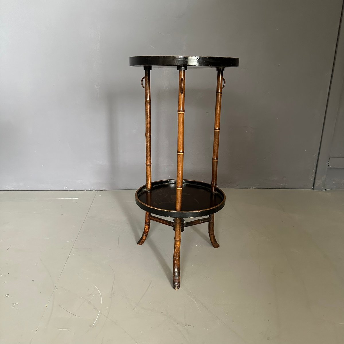 Early Twentieth Century Chinese 3-Legged Bamboo Table with Round Tops