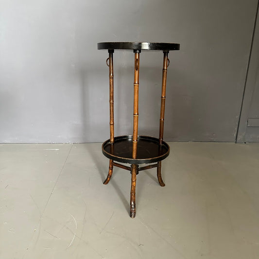 Early Twentieth Century Chinese 3-Legged Bamboo Table with Round Tops