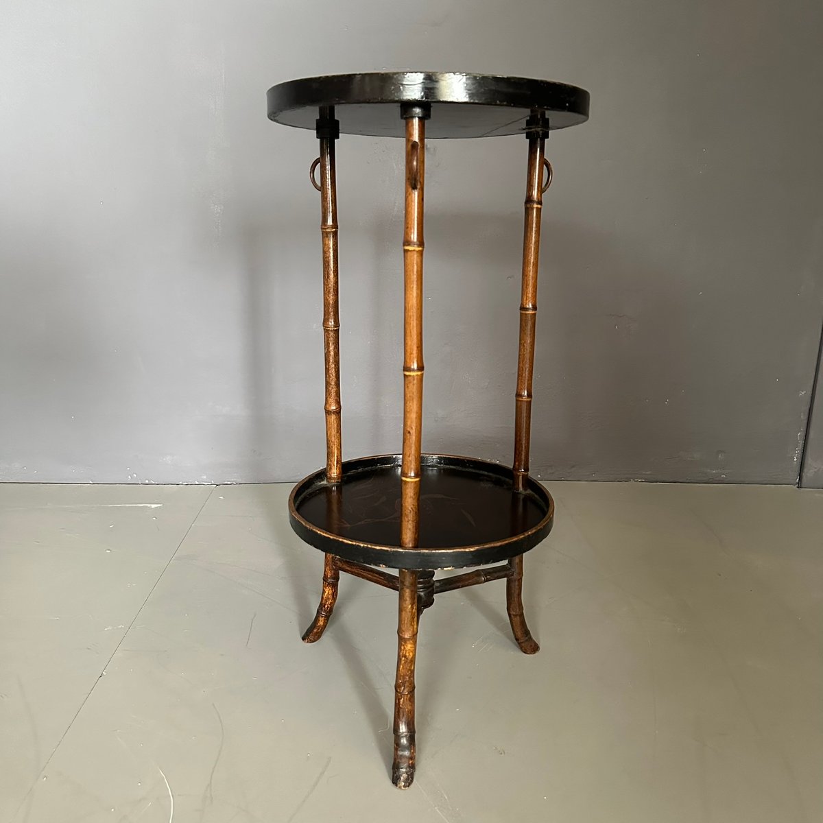 Early Twentieth Century Chinese 3-Legged Bamboo Table with Round Tops