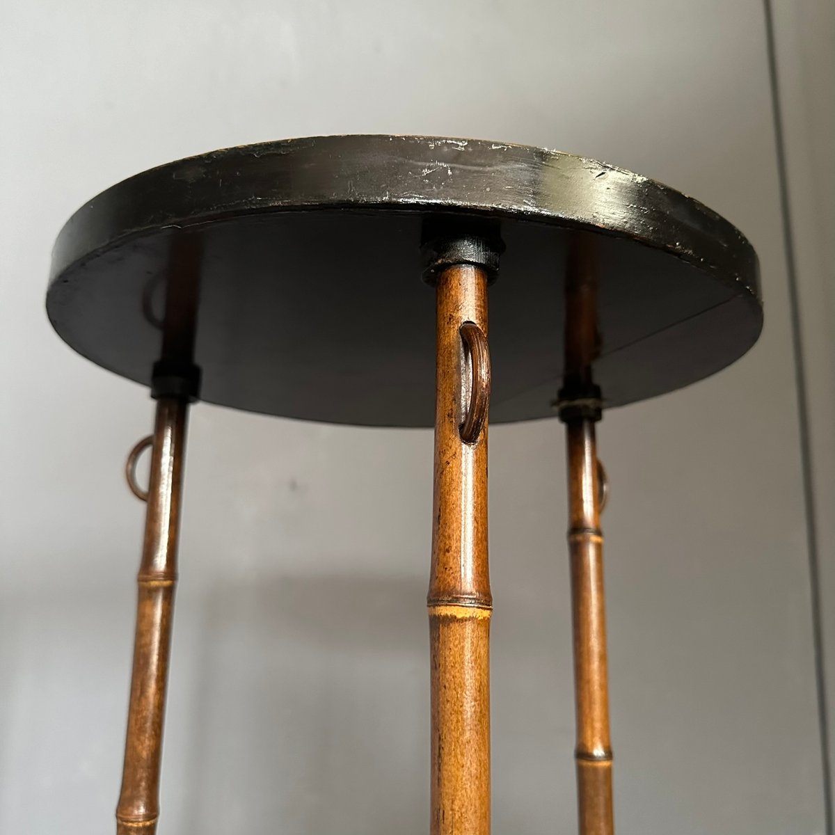 Early Twentieth Century Chinese 3-Legged Bamboo Table with Round Tops