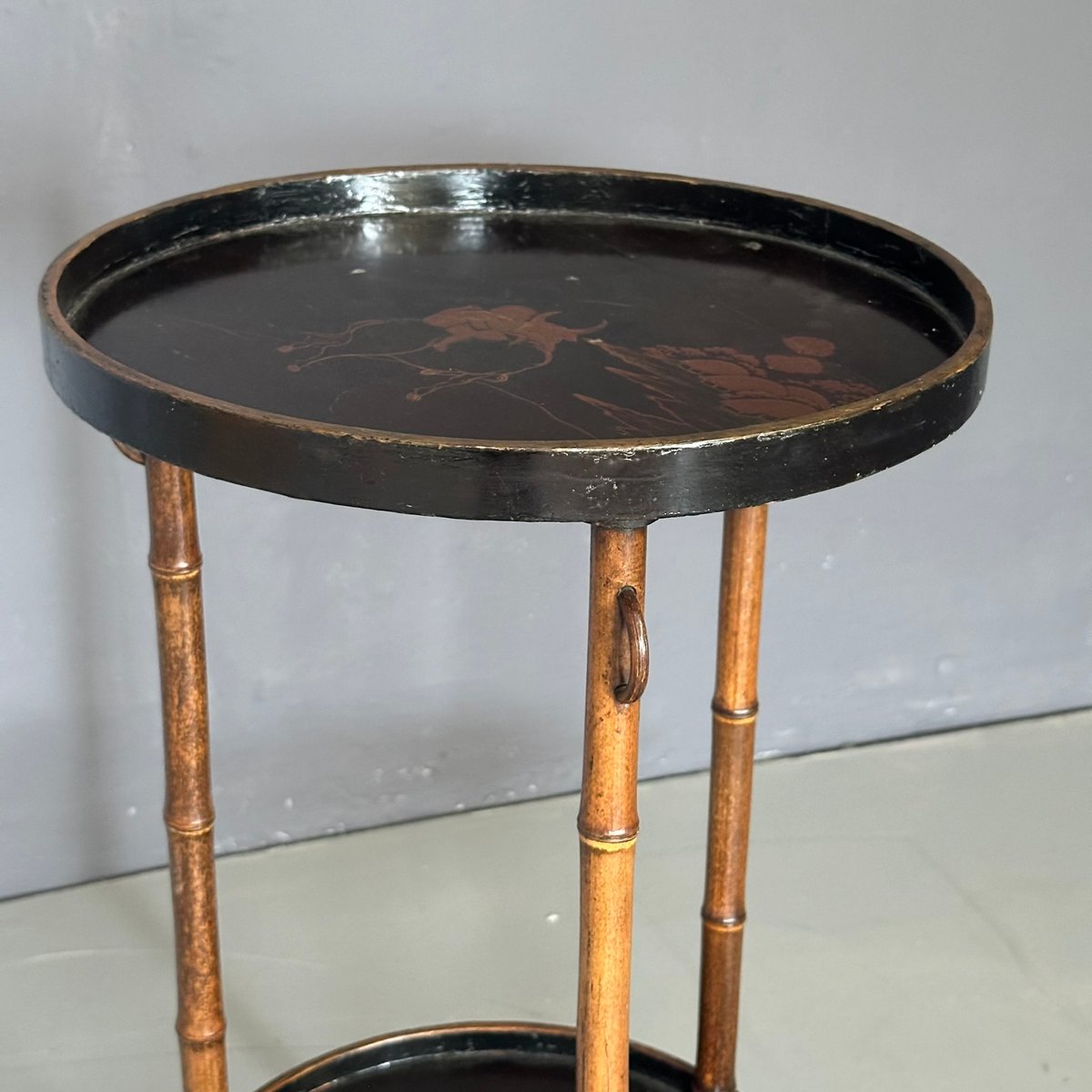 Early Twentieth Century Chinese 3-Legged Bamboo Table with Round Tops