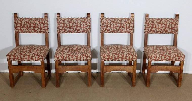 Early Twentieth Century Oak Chairs in the Style of Monastic, Set of 4-RVK-1146817