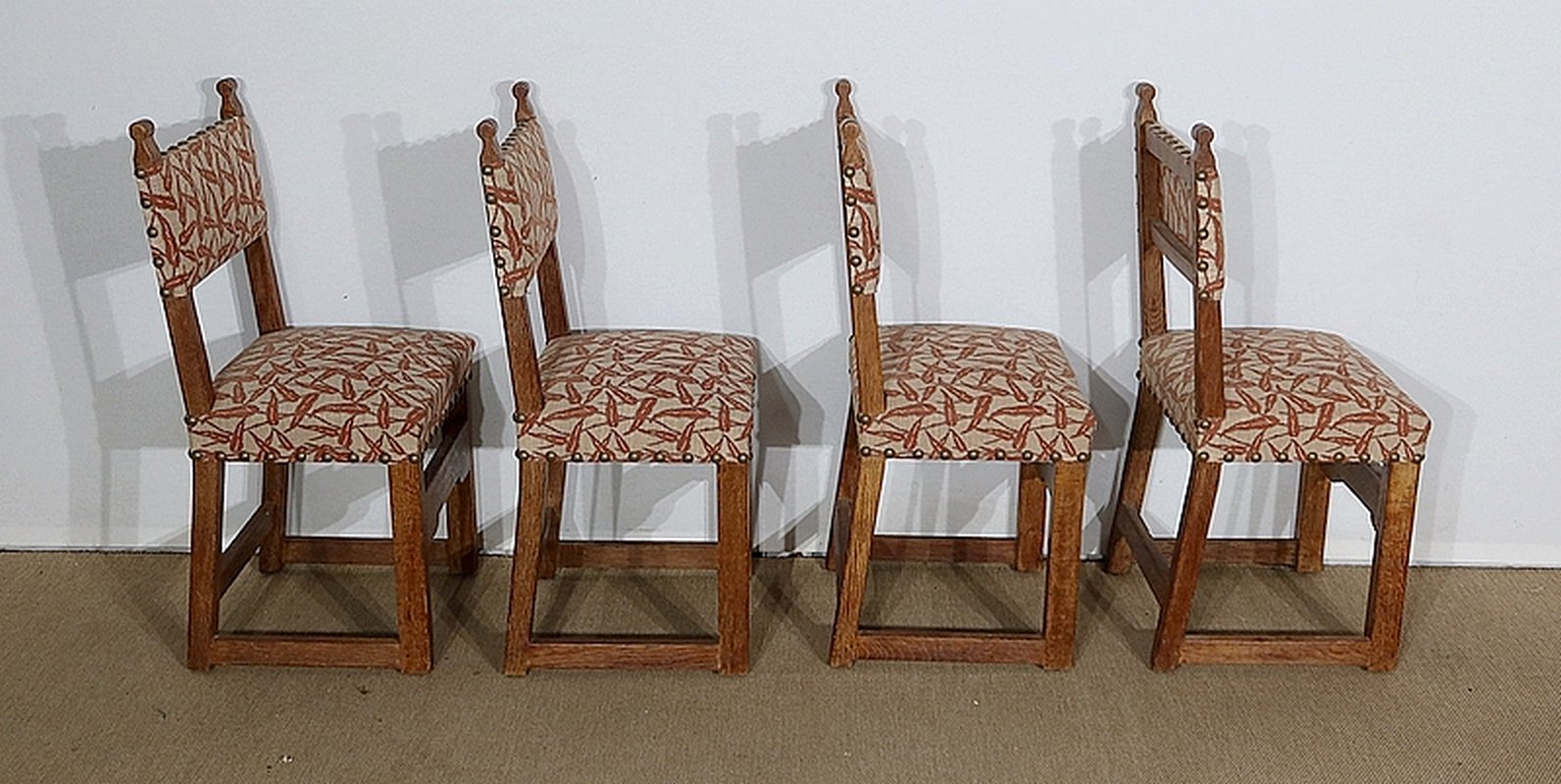 Early Twentieth Century Oak Chairs in the Style of Monastic, Set of 4